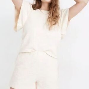 Madewell Flutter Sleeve Textured Linen Color Top, Xs